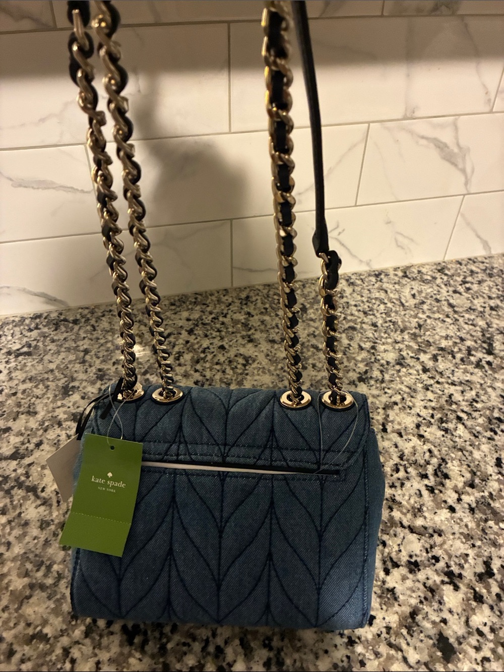 Brand new kate spade Quilted Denim-Style Blue Crossbody Bag - Picture 3 of 4
